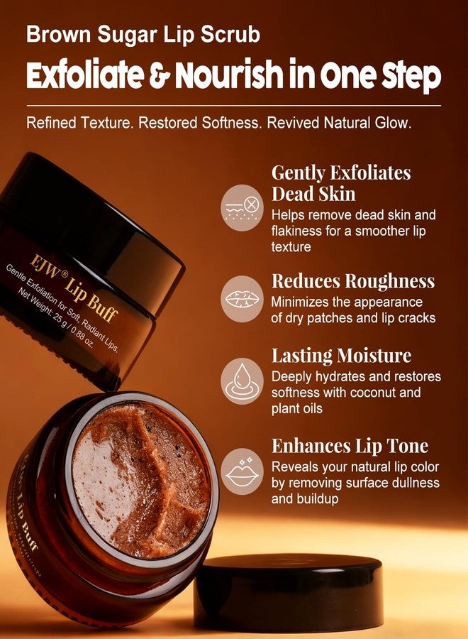 EJW Triple-Action Lip Scrub - Brown Sugar, Coffee & Pearlite Exfoliator - Infused with Coconut & Botanical Oils for Nourishing Care of Dry, Cracked Lips - Vegan, Cruelty-Free - Image 4